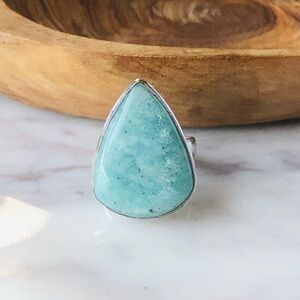 Amazonite Silver Boho Ring